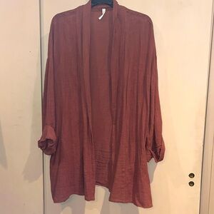 Love In kimono open lagen loom jacket in one size or XL rust mauve color